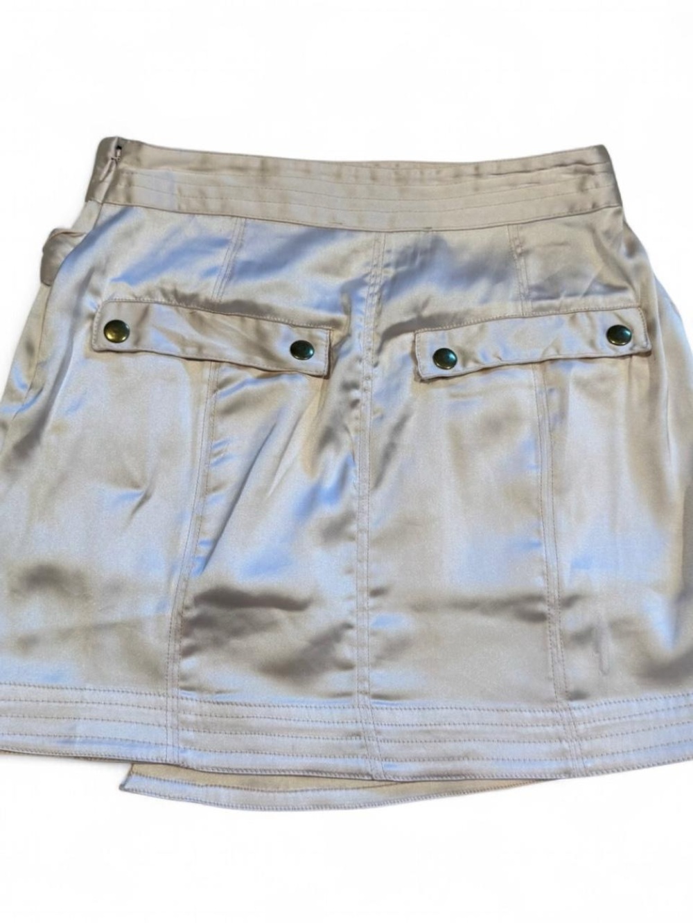 Anthropologie Pink/Rose Satin-look Mini Skirt with Utility Pocket - Picture 3 of 8